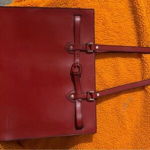 Jack Georges Red Leather Tote Bag